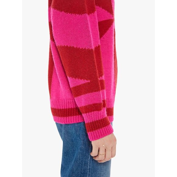 MOTHER Vibrant Red and Pink Crew Neck Sweater - Picture 9 of 13